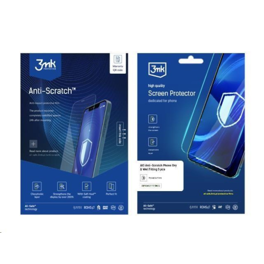 3mk All-Safe - AIO fólie Anti-Scratch Full Wet Fitting v2.0 Phone, 5 ks