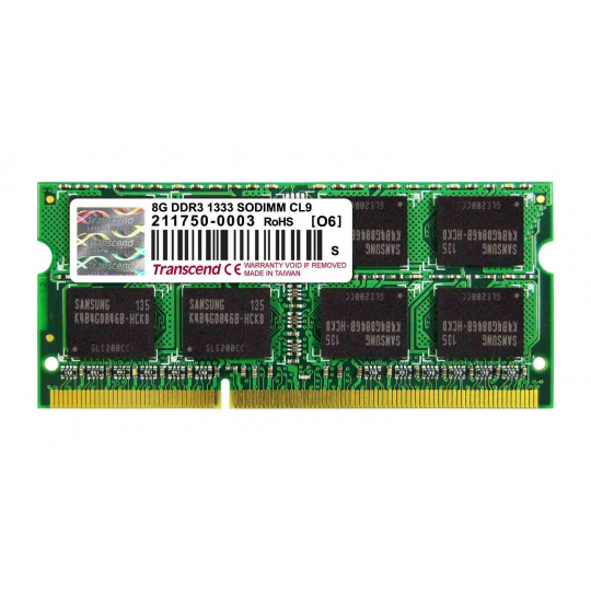 SODIMM DDR3 8GB 1333MHz TRANSCEND 2Rx8 CL9