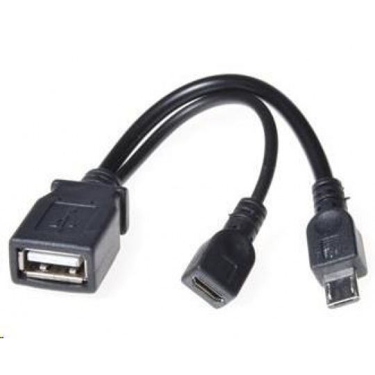 PREMIUMCORD USB redukčný kábel USB A/samica+Micro USB/samica - Micro USB/samica OTG