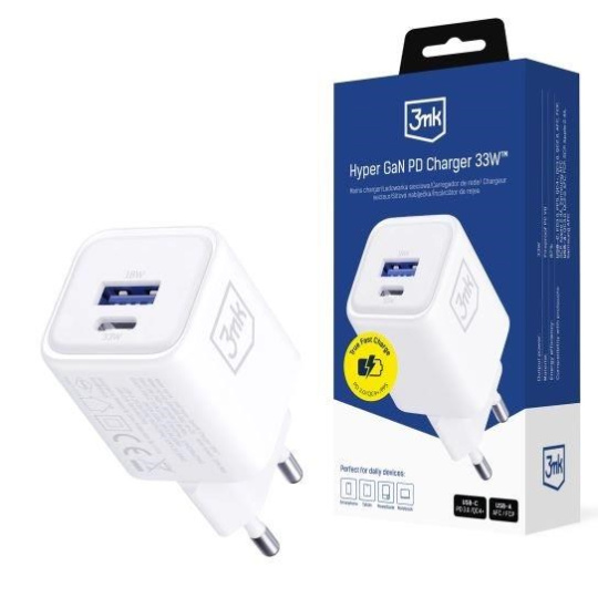 3mk napájecí adaptér Hyper Charger PD 33W GaN QC4+ PPS AFC FCP SCP 1A1C White 3mk napájecí adaptér Hyper Charger PD 33W GaN QC4+ PPS AFC FCP SCP 1A1C White