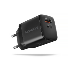 AXAGON ACU-PQ20 nabíjačka do siete 20W, 2x port (USB-A + USB-C), PD3.0/PPS/QC4+/AFC/Apple, čierna