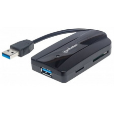 MANHATTAN SuperSpeed USB 3.0 Hub a čítačka kariet, 3 porty