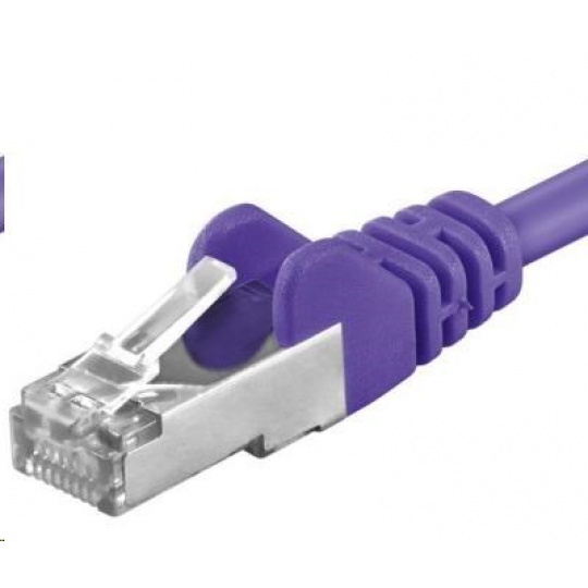 PREMIUMCORD Patch kábel CAT6a S-FTP, RJ45-RJ45, AWG 26/7 1m fialový