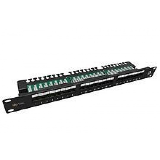 Solarix Patch panel 24 x RJ45 CAT5E UTP s prepojovacou lištou 1U SX24L-5E-UTP-BK-N