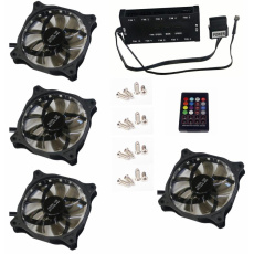 EUROCASE ventilátor RGB 120mm (FullControl spot Led), set 4ks + controller EUROCASE ventilátor RGB 120mm (FullControl spot Led), set 4ks + controller