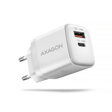 AXAGON ACU-PQ20W nabíjačka do siete 20W, 2x port (USB-A + USB-C), PD3.0/PPS/QC4+/AFC/Apple, biela