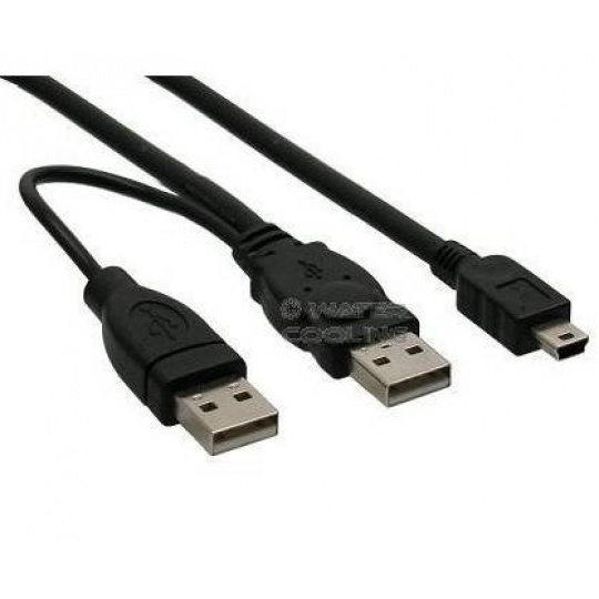Kábel USB PREMIUMCORD 2.0 napájací Y kábel A/M + A/M -- A/M mini 0.4m + 0.5m