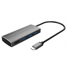 Adaptér PREMIUMCORD USB 3.1 samec typu C na samicu HDMI + 3x USB 3.0, hliník