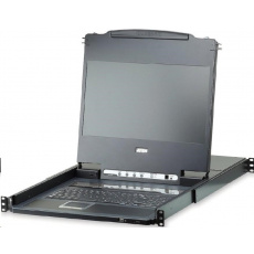 ATEN 8-portový KVM USB, DVI, OSD, jednokoľajový stojan, 17.3" FHD LCD displej, touchpad, klávesnica