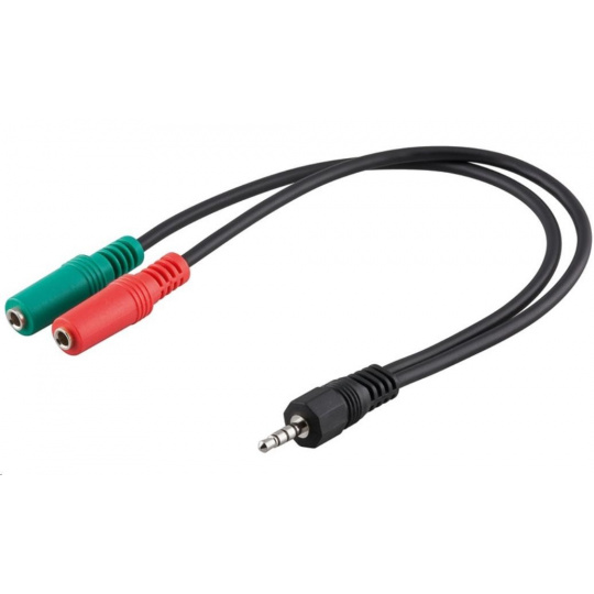 PREMIUMCORD Adaptér Jack 3,5 mm 4pin - 2x stereo Jack 3,5 mm, redukcia (M/2xF, 4 póly)