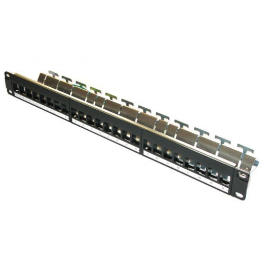 19" modulární patch panel XtendLan 24port, černý - pro Cat6A keystone