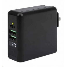 Cestovná nabíjačka a powerbanka Manhattan, 4 v 1, 8.000 mAh, vymeniteľné zástrčky US/EU/UK, čierna Cestovná nabíjačka a powerbanka Manhattan, 4 v 1, 8.000 mAh, vymeniteľné zástrčky US/EU/UK, čierna
