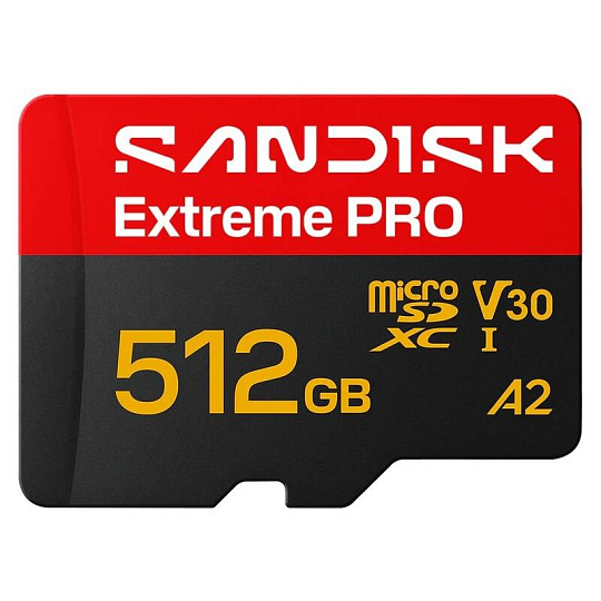 SanDisk micro SDXC Extreme PRO 512GB UHS-I U3 (250R/170W MB/s, UHS-I U3 V30) + adaptér