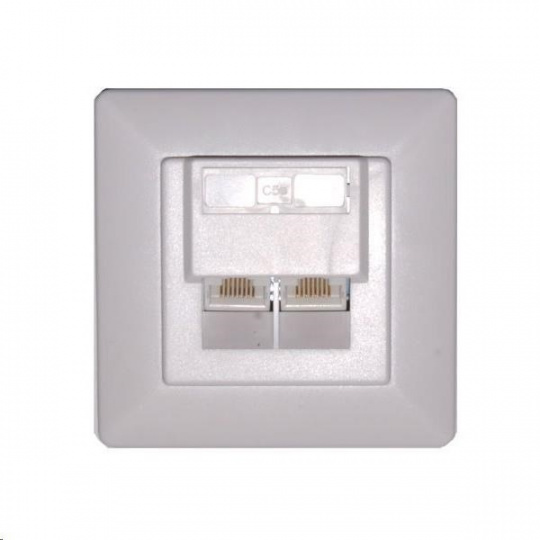 Zásuvka UTP 2x RJ45 Cat5E, duální svorkovnice, pod omítku