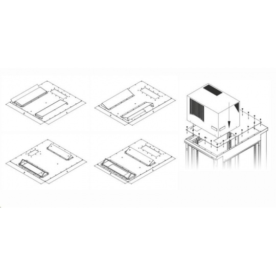 Montážna redukcia TRITON pre klimatizačné jednotky X3 a X4 do hĺbky skrine 600 x 1000 mm, čierna