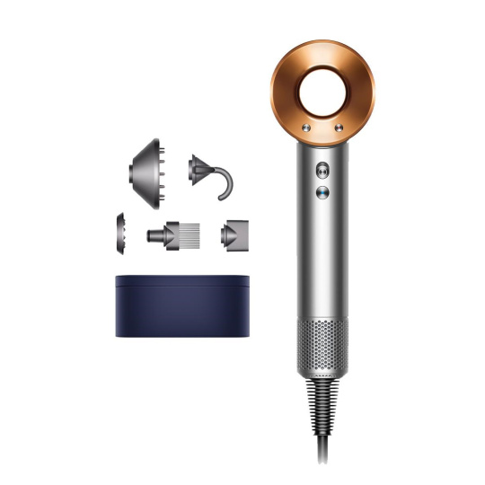 Dyson Supersonic fén na vlasy, 1600 W, 3 rychlosti, 4 teploty, magnetické nástavce, šedá / měděná, dárková edice
