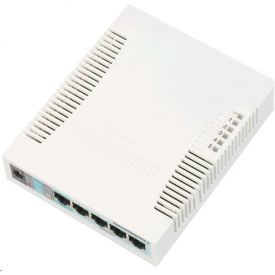 MikroTik RouterBOARD RB260GS (CSS106-5G-1S), procesor Taifatech TF470, výkonný konfigurovateľný prepínač, 5x LAN, 1xSFP slot