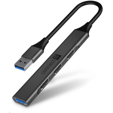 CONNECT IT USB-A hub, (1xUSB-A 3.0, 3xUSB-A 2.0), externí, antracitová