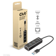 Club3D Rozbočovač, USB-A 3.2 Gen1 na 3x USB 3.1, Gigabit Ethernet Club3D Rozbočovač, USB-A 3.2 Gen1 na 3x USB 3.1, Gigabit Ethernet