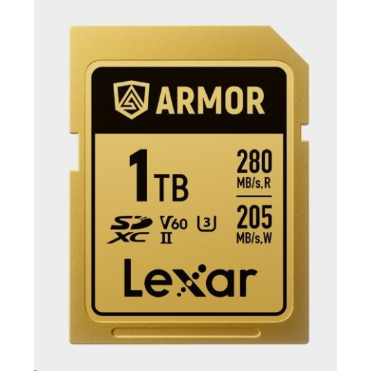 Lexar SDXC ARMOR Gold UHS-II U3, Stainless Steel, IP68 R280/W210 (V60) 1TB Lexar SDXC ARMOR Gold UHS-II U3, Stainless Steel, IP68 R280/W210 (V60) 1TB