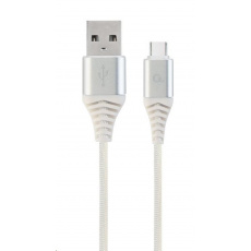 GEMBIRD CABLEXPERT USB 2.0 Kábel AM na typ C (AM/CM), 1 m, opletený, bielo-strieborný, blister, PREMIUM KVALITA GEMBIRD CABLEXPERT USB 2.0 Kábel AM na typ C (AM/CM), 1 m, opletený, bielo-strieborný, blister, PREMIUM KVALITA