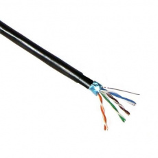 FTP kabel PlanetElite, Cat5E, drát, dvojitý venkovní PE+PE, černý, 305m, cívka