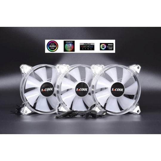 1stCOOL Fan KIT AURA EVO 1 ARGB, 3x Dual Ring fan + ARGB Nano controller