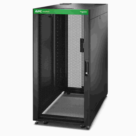 APC Easy Rack 600mm/24U/1000mm, with Roof, Side panel, castors, feet and 4 Brackets, No Bottom, black