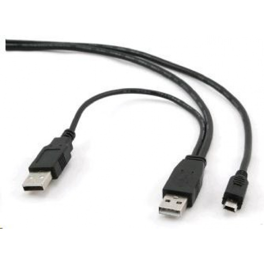 Kábel USB GEMBIRD 2.0 Kábel A-Mini B (5pin) 0,9 m DUAL (prídavné napájanie)