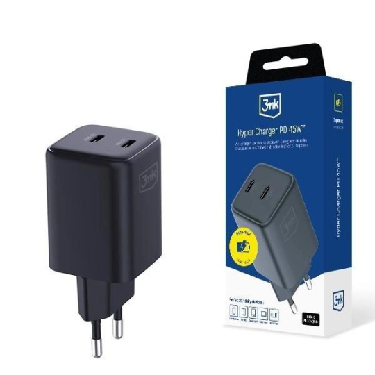 3mk síťová nabíječka - Hyper Charger PD 45W, černá 3mk síťová nabíječka - Hyper Charger PD 45W, černá