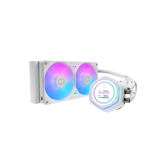 Cooler Master vodní chladič MasterLiquid Atmos II LCD 240, 2x120mm, LGA1851, AM5, bílá Cooler Master vodní chladič MasterLiquid Atmos II LCD 240, 2x120mm, LGA1851, AM5, bílá