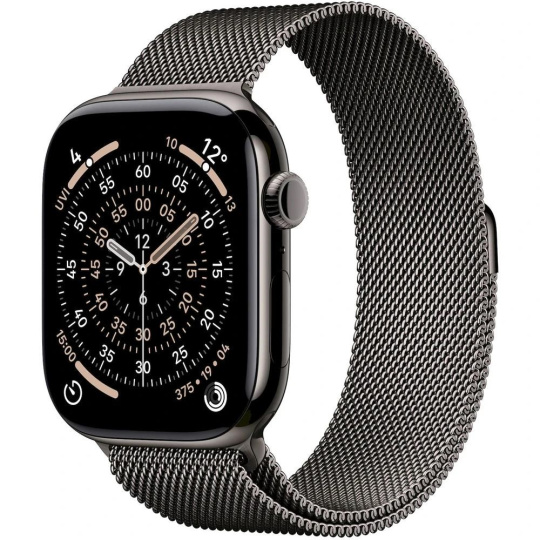 Apple Watch Series 11 GPS + Cellular 42mm Slate Titanium Case with Slate Milanese Loop