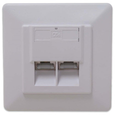 Zásuvka STP 2x RJ45 Cat6, duální svorkovnice, pod omítku Zásuvka STP 2x RJ45 Cat6, duální svorkovnice, pod omítku