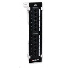 Intellinet Patch panel, 12 portov Cat5e, UTP, čierny, montáž na stenu