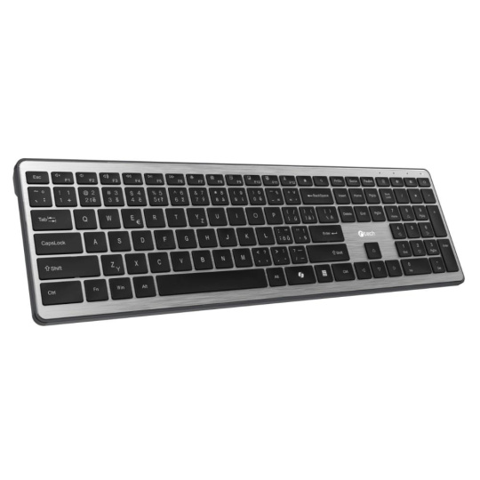 C-TECH Klávesnice Quallis KB-118 Dual mode, bezdrátová, BT5.0 + 2,4GHz, scissors tlačítka, USB nano receiver, CZ/SK C-TECH Klávesnice Quallis KB-118 Dual mode, bezdrátová, BT5.0 + 2,4GHz, scissors tlačítka, USB nano receiver, CZ/SK
