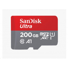 Karta SanDisk MicroSDXC 200 GB Ultra (120 MB/s, A1 Class 10 UHS-I, Android) + adaptér Karta SanDisk MicroSDXC 200 GB Ultra (120 MB/s, A1 Class 10 UHS-I, Android) + adaptér