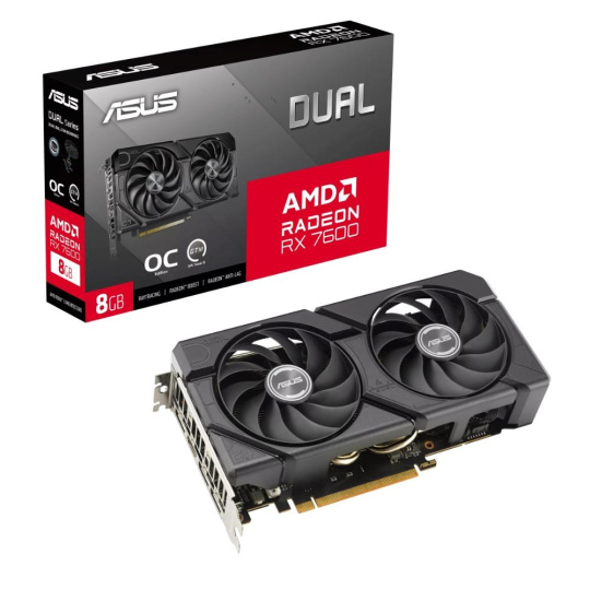 ASUS VGA AMD Radeon RX 7600 DUAL 8GB EVO OC, 8GB GDDR6, 3xDP, 1xHDMI ASUS VGA AMD Radeon RX 7600 DUAL 8GB EVO OC, 8GB GDDR6, 3xDP, 1xHDMI
