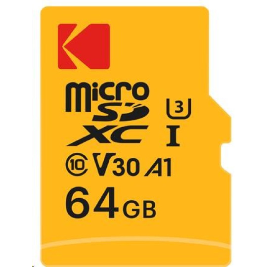 Kodak paměťová micro SD karta 64GB UHS-I U3 V30 Ultra + adaptér Kodak paměťová micro SD karta 64GB UHS-I U3 V30 Ultra + adaptér