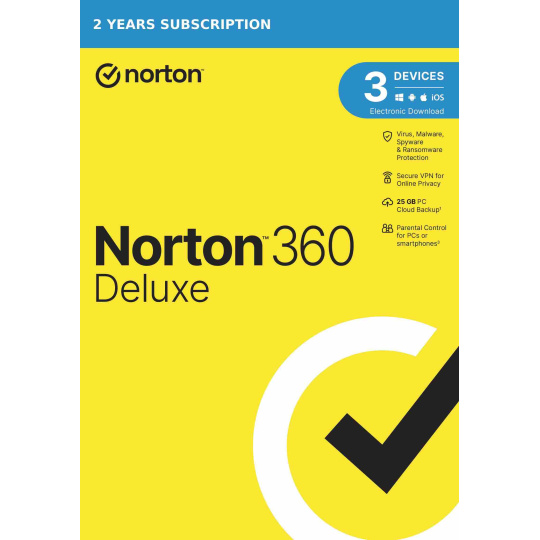 NORTON 360 DELUXE 25GB +VPN 1 používateľ pre 3 zariadenia na 2 roky ESD