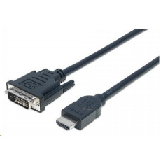 MANHATTAN HDMI samec - DVI-D 24+1 samec, dvojlinkové prepojenie, čierna farba, 3 m