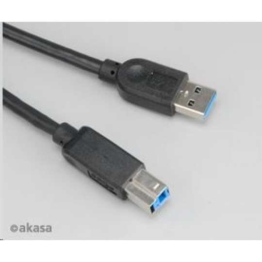 AKASA USB kábel, samec A na samec B USB 3.0, 150 cm, čierna