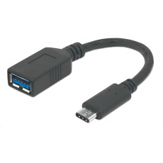 MANHATTAN Superrýchly kábel USB-C na USB, 15 cm, čierny MANHATTAN Superrýchly kábel USB-C na USB, 15 cm, čierny