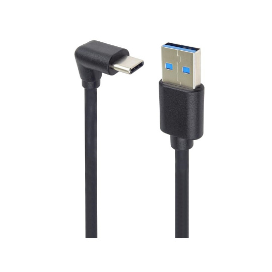 PremiumCord Kabel USB typ C/M zahnutý konektor 90° - USB 3.0 A/M, 1m