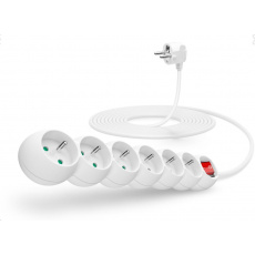 Predlžovací kábel CONNECT IT 230 V, 6 zásuviek, 5 m, s vypínačom (biely) Predlžovací kábel CONNECT IT 230 V, 6 zásuviek, 5 m, s vypínačom (biely)
