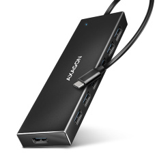 AXAGON HUE-F7C, 7x USB 3.2 Gen 1 ALU FLAT CHARGING hub, micro USB napájací konektor, kábel USB-A 30cm