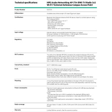 HPE Aruba Networking AP-734 (RW) Tri Radio 2x2 Wi-Fi 7 External Antennas Campus Access Point S1G32AR RENEW