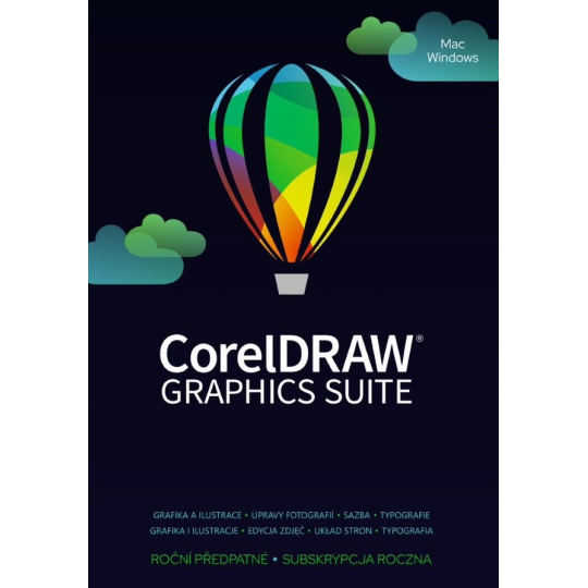 CorelDRAW Graphics Suite 365-dňové predplatné. Obnovenie (251-2500) EN/DE/FR/BR/ES/IT/NL/CZ/PL