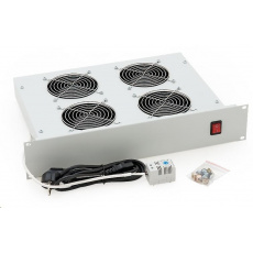 Ventilačná jednotka TRITON 19", 4 ventilátory.-230V/140W, termostat., šedá, medzi zložkami