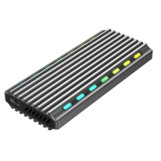 GEMBIRD externí box pro M.2 NVMe disky, USB 3.1, hliník, podsvícení, černá