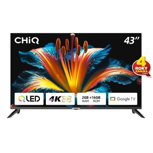 CHiQ L43QST TV 43", FHD, QLED, ultratenká, Android14, Dolby Audio, Frameless